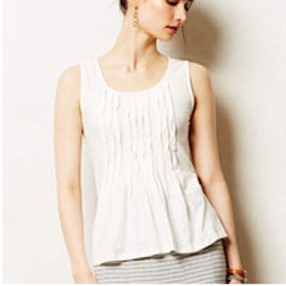 Anthropologie Tops - Anthro Deletta XL White Twisted Pleats Tank 3332